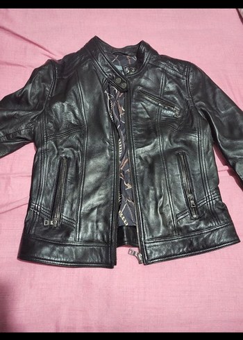 Derimod Siyah Kadın Deri Biker Ceket