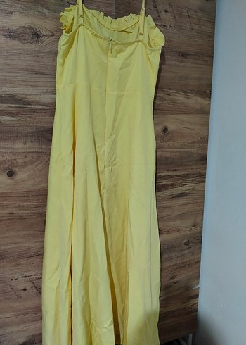 Sheinside Sarı Uzun Askılı Pilili Kadın Elbise