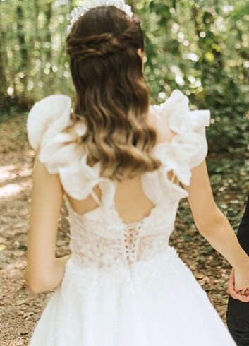 ekru taşlı gelinlik - Görsel 5