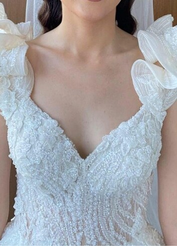 ekru taşlı gelinlik - Görsel 7