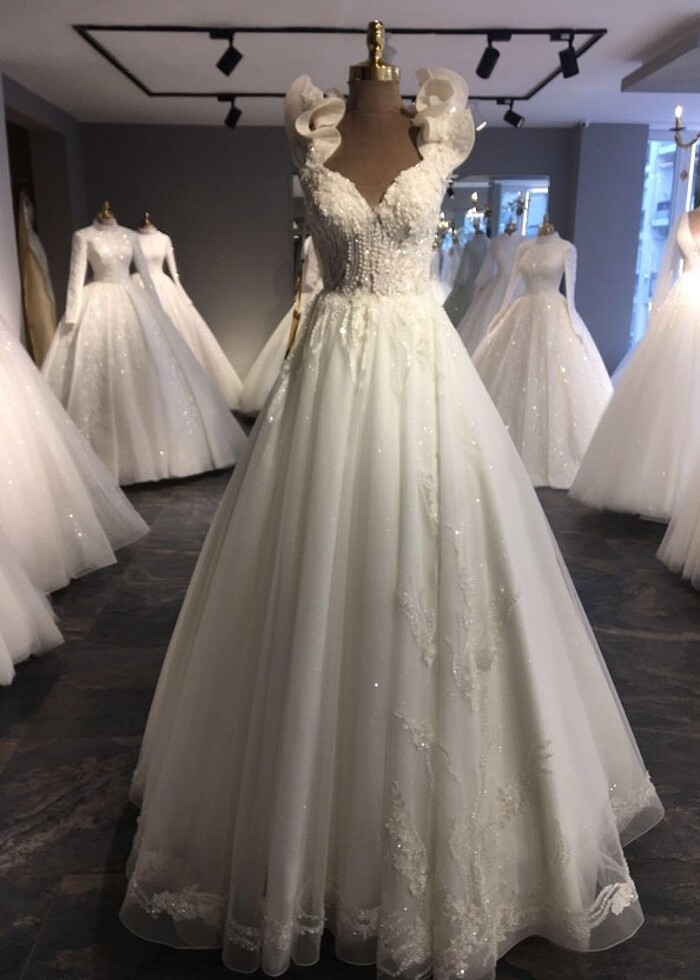 ekru taşlı gelinlik - Görsel 2