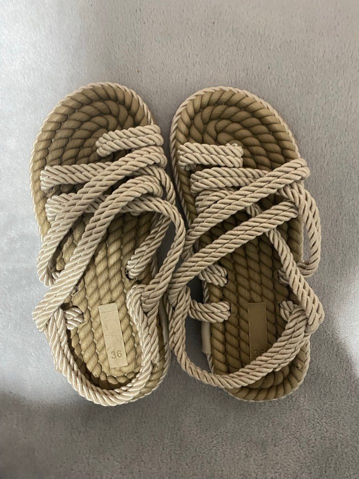 Bej Elastik Bantlı Kadın Platform Sandalet - Görsel 2