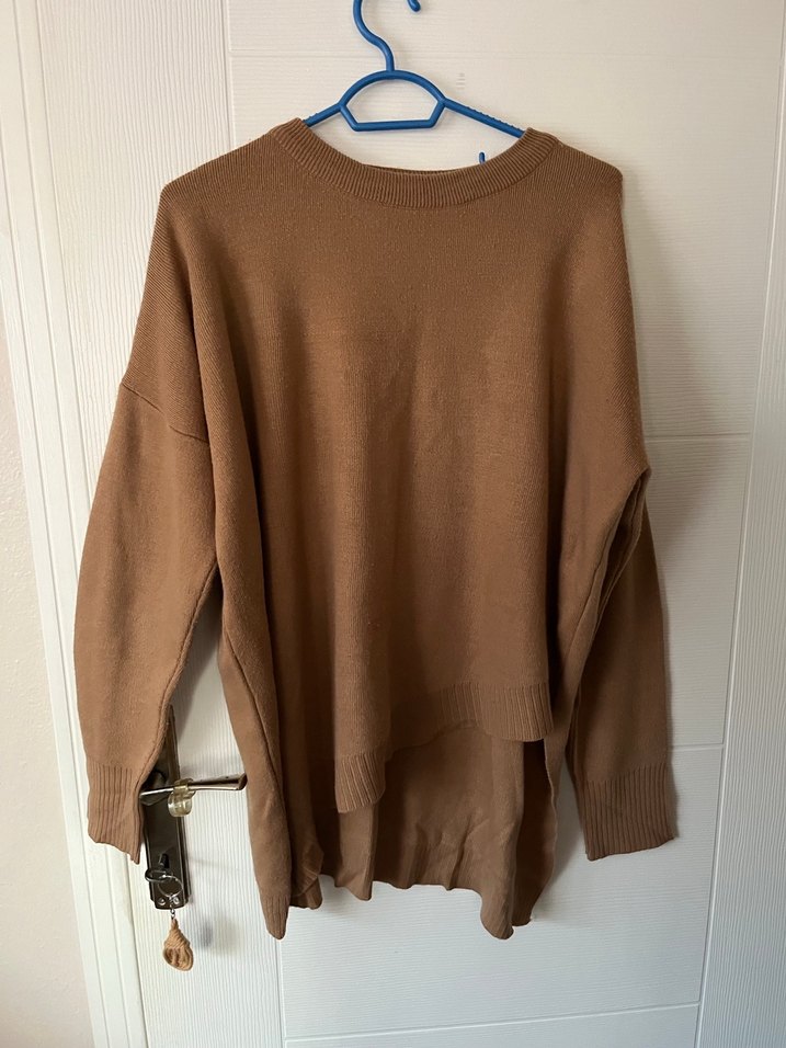 Kadın Kahverengi Uzun Kollu Salaş Sweatshirt - Görsel 3