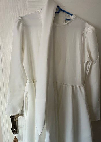 Uzun Beyaz Salaş Elbise - Görsel 2