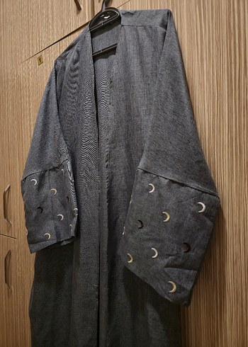 Ay nakışlı abaya/kimono - Görsel 4