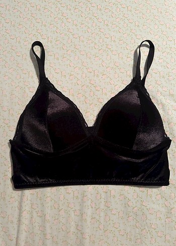 Siyah kadife dantelli bralet