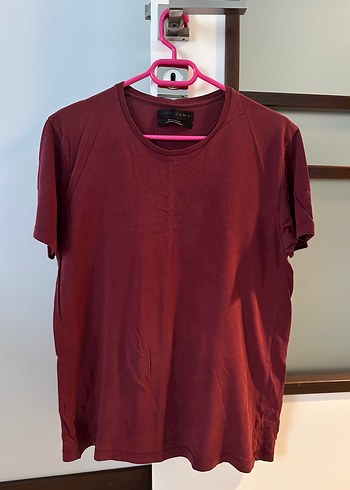Zara Bordo Erkek Kısa Kollu Tişört