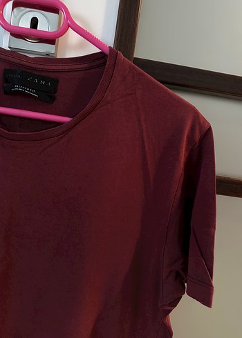 Zara Zara Bordo Erkek Kısa Kollu Tişört