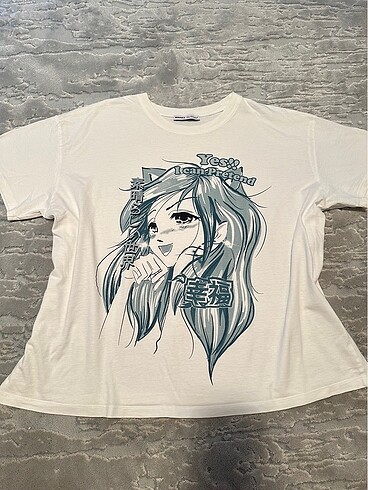 Bershka Bershka oversize anime baskılı tshirt