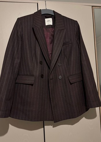 Koton Bordo Çizgili Kadın Blazer Ceket
