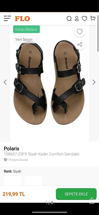 Polaris kadın siyah sandalet