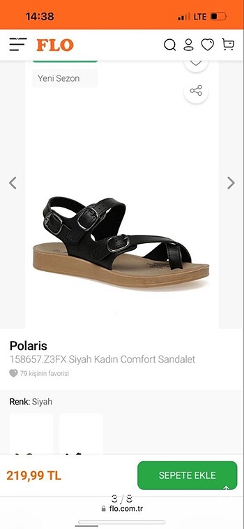 37 Beden Polaris kadın siyah sandalet