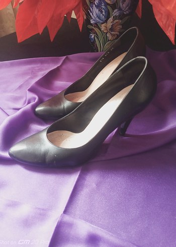 40 Beden Divarese siyah deri Stiletto Topuklu Kadın Ayakkabı