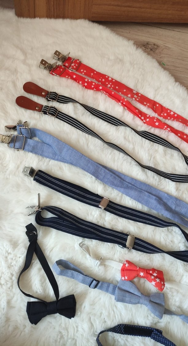 Çocuklar için Çok Renkli Tokalı Askı ve Papyon Seti - Görsel 2