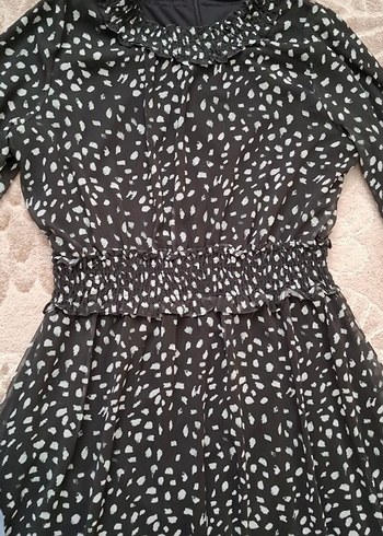 Uzun Kollu Desenli Siyah Bohem Elbise - Görsel 3