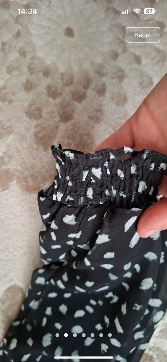 Uzun Kollu Desenli Siyah Bohem Elbise - Görsel 2