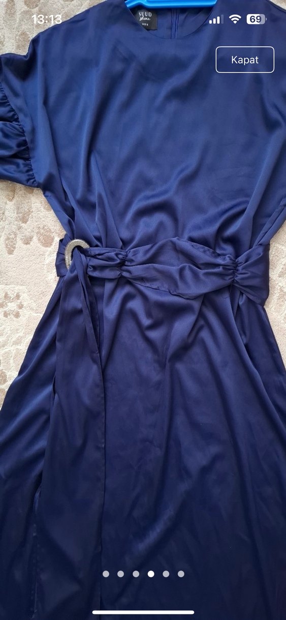 Parlak Lacivert gece elbisesi - Görsel 4