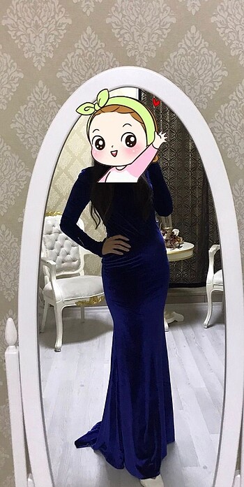 Saks kadife elbise