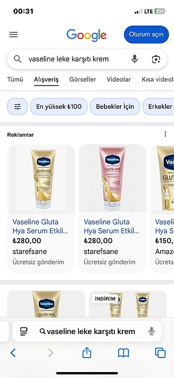  Beden Renk Vadeline leke karşıtı krem