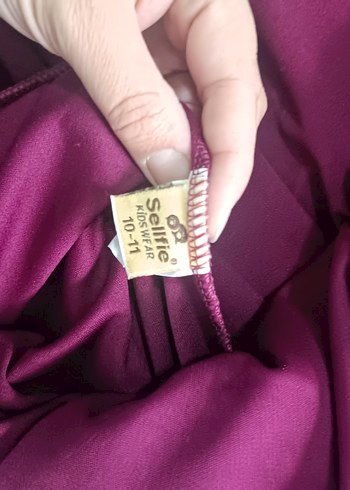 Dantel Detaylı Mor Puantiyeli Bohem Kız Elbisesi - Görsel 3