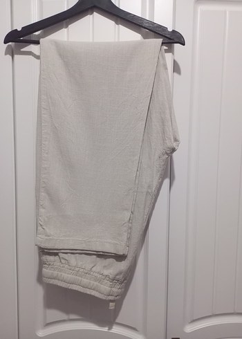 Erkek Beyaz Keten Rahat Kesim Pantolon - Görsel 4