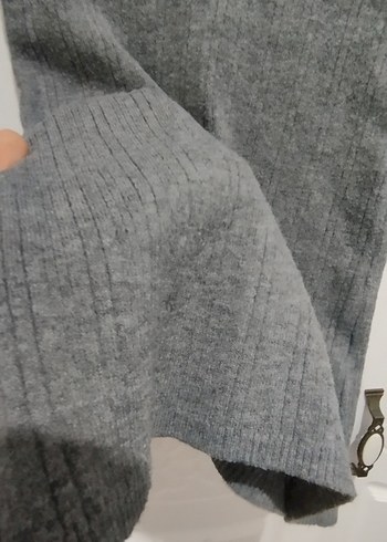 Gri Kadın Triko kısa Elbise - Görsel 2