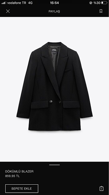 zara kruvaze siyah blazer