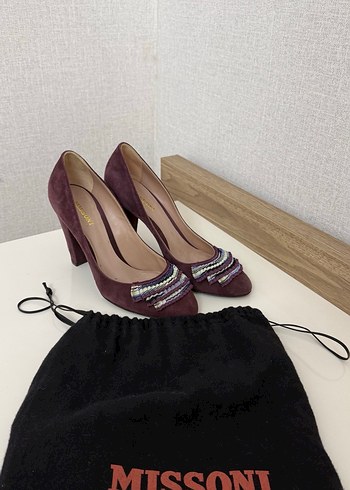 Bordo Süet Pileli Yüksek Topuklu Stiletto - Görsel 6