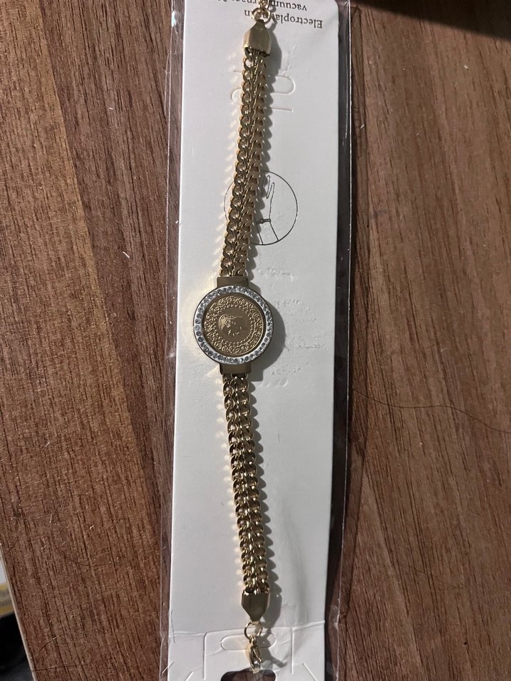 Zincir Detaylı Altın Renk Kadın Bileklik - Görsel 2