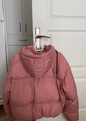 s Beden Pembe Midi Şişme Kadın Mont