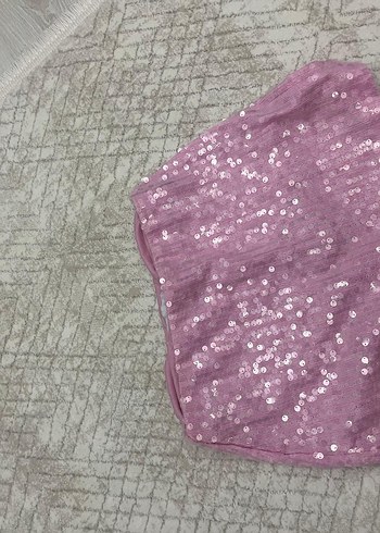 xs Beden pembe Renk Bershka pullu etek