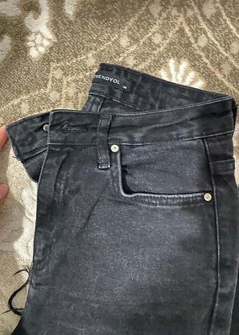 34 Beden Kadın Siyah Midi Boy Regular Fit Denim Pantolon