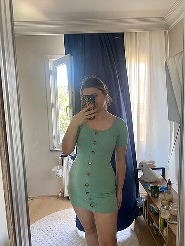 Koton Önü düğmeli kısa kollu mini elbise