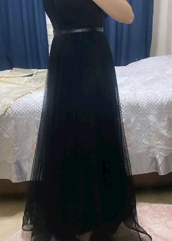 Uzun Siyah Abiye Elbise - Görsel 4