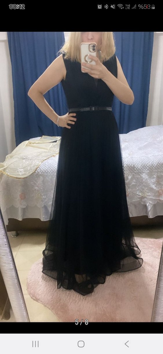 Uzun Siyah Abiye Elbise - Görsel 3