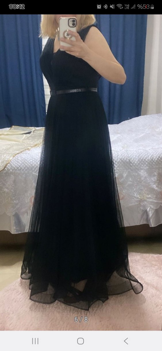 Uzun Siyah Abiye Elbise - Görsel 4