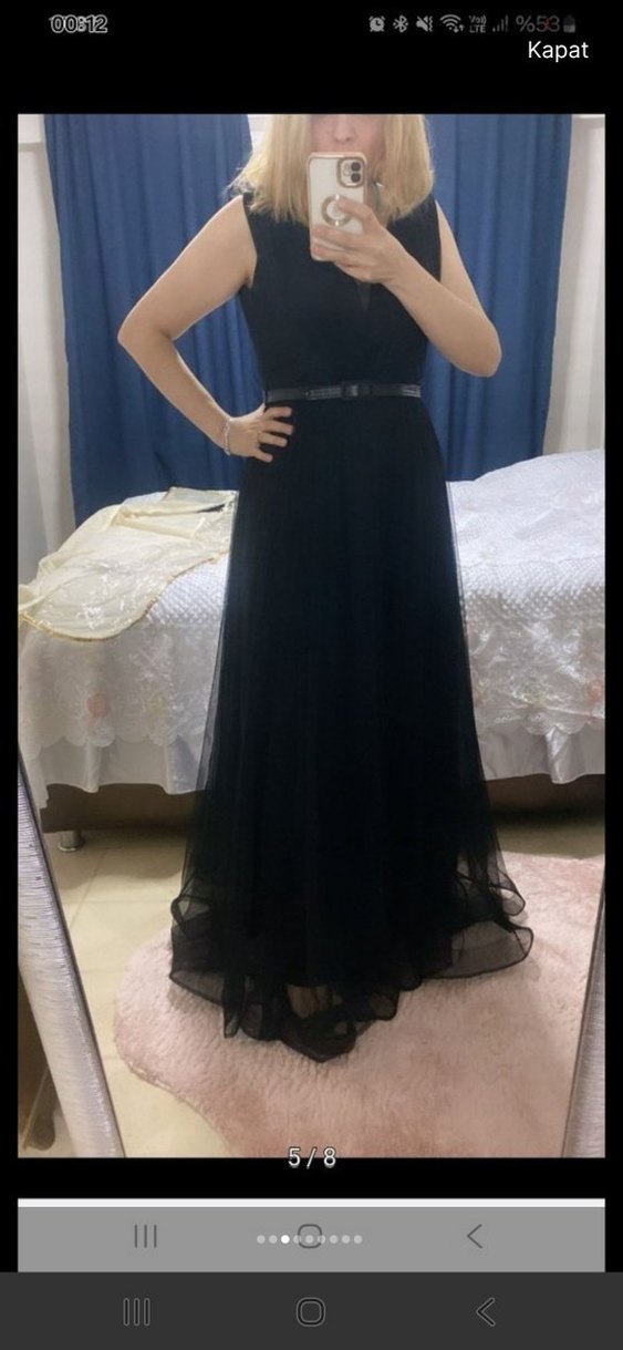 Uzun Siyah  Abiye Elbise - Görsel 3