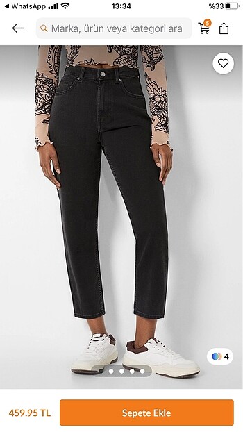 bershka mom jean siyah