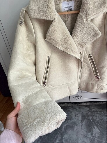 s Beden Stradivarius biker ceket bej