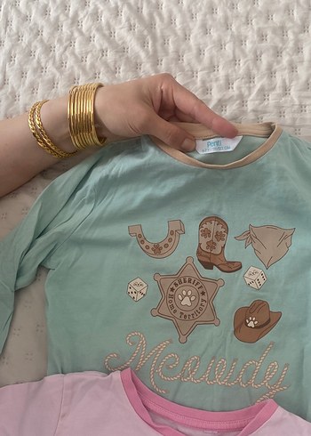 Kız Çocuk Pembe Baskılı Uzun Kollu Tişört - Görsel 2