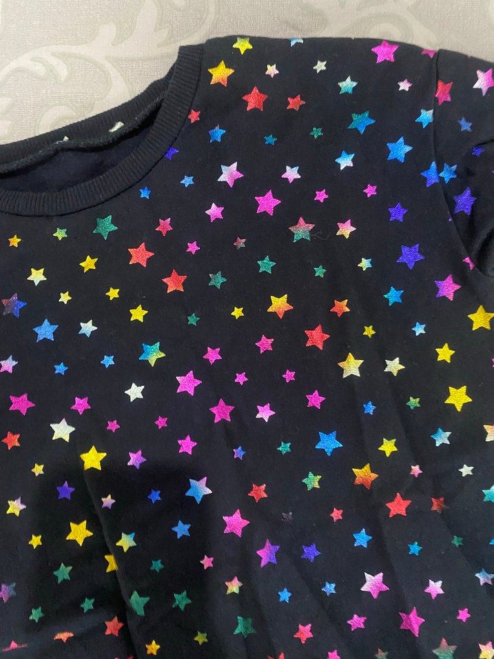 Çok Renkli Yıldız Desenli Kız Elbisesi - Görsel 2