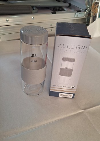 250ml Cam Su Matarası Gri - Görsel 2