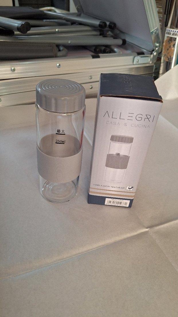 250ml Cam Su Matarası Gri - Görsel 2