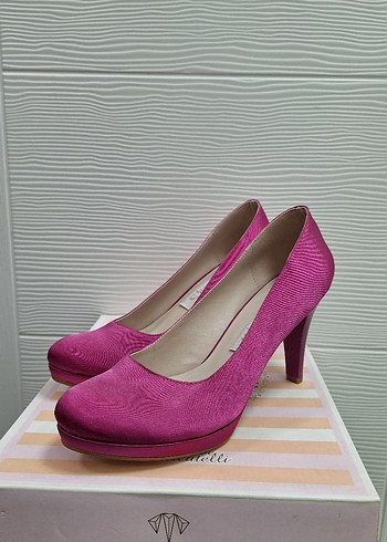 Parlak Pembe Saten Platform Topuklu Kadın Stiletto - Görsel 2