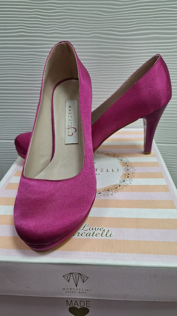 Parlak Pembe Saten Platform Topuklu Kadın Stiletto - Görsel 3