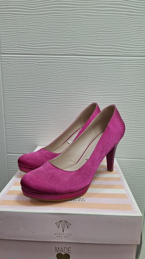 Parlak Pembe Saten Platform Topuklu Kadın Stiletto - Görsel 2