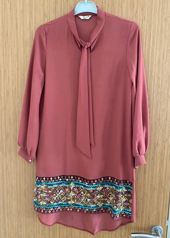 Bordo Uzun Kollu Bohem Tunik