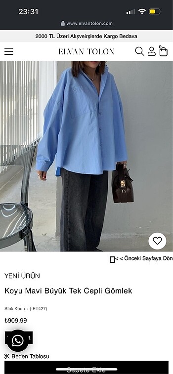 Diğer Geniş Kesim Mavi Gömlek
