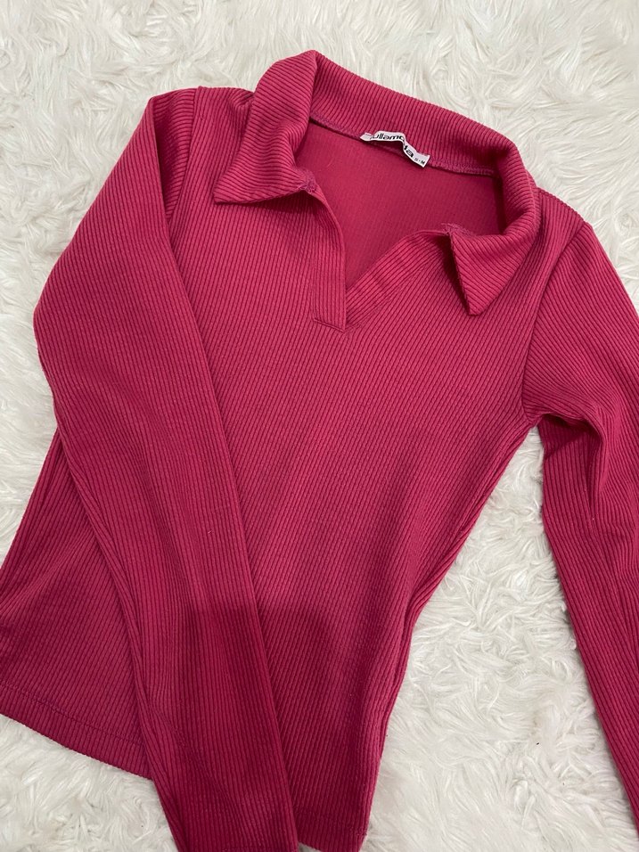 Pembe uzun kollu body - Görsel 3