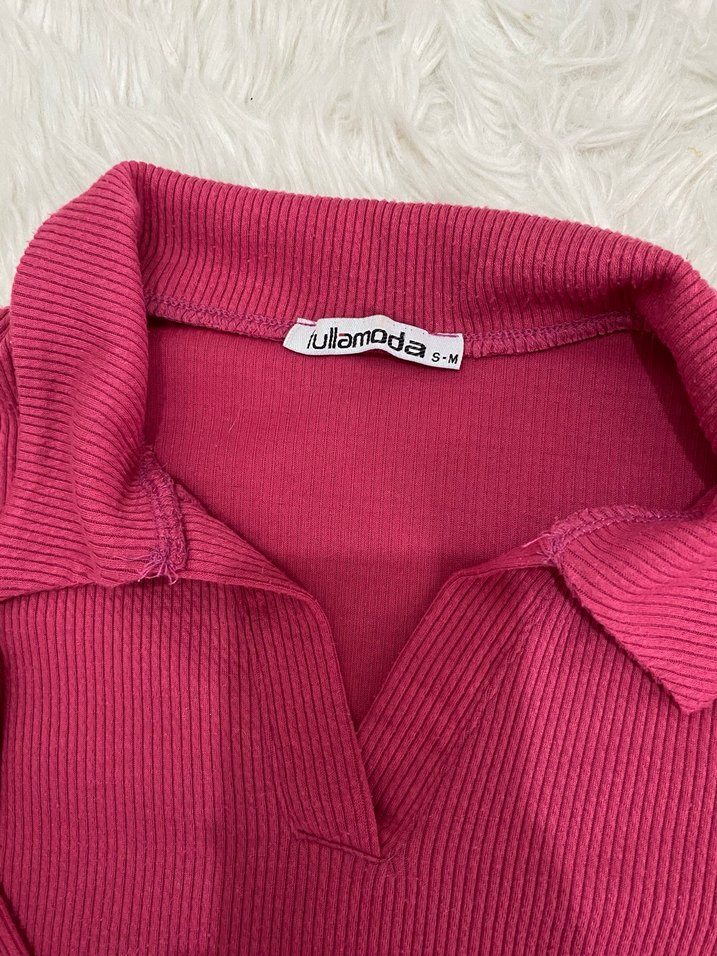 Pembe uzun kollu body - Görsel 2